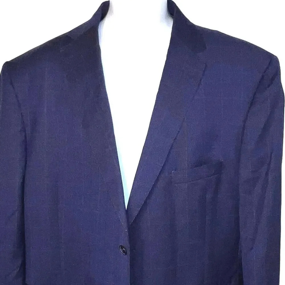 Joseph A Banks Chelsea 50R Window Pane Tailored Fit Wool Padded‎ Vented Blazer